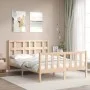 Double bed frame with solid wood headboard by , Beds and slatted bases - Ref: Foro24-3192986, Price: 160,40 €, Discount: %
