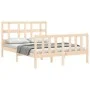 Double bed frame with solid wood headboard by , Beds and slatted bases - Ref: Foro24-3192986, Price: 160,40 €, Discount: %