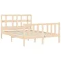 Double bed frame with solid wood headboard by , Beds and slatted bases - Ref: Foro24-3192986, Price: 160,40 €, Discount: %