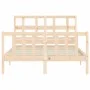 Double bed frame with solid wood headboard by , Beds and slatted bases - Ref: Foro24-3192986, Price: 160,40 €, Discount: %