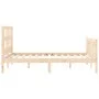 Double bed frame with solid wood headboard by , Beds and slatted bases - Ref: Foro24-3192986, Price: 160,40 €, Discount: %