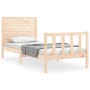 Bed frame with solid wood headboard 100x200 cm by , Beds and slatted bases - Ref: Foro24-3193196, Price: 135,64 €, Discount: %
