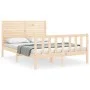 Estructura de cama con cabecero madera maciza 140x200 cm de , Camas y somieres - Ref: Foro24-3193206, Precio: 158,92 €, Descu...