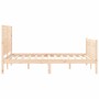 Bed frame with solid wood headboard 140x200 cm by , Beds and slatted bases - Ref: Foro24-3193206, Price: 161,16 €, Discount: %