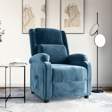 Sillón reclinable de terciopelo azul en Sillones | Comprar online en Foro24
