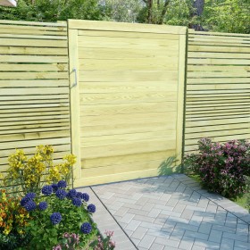Puerta de valla de jardín madera pino impregnada 125x100 cm