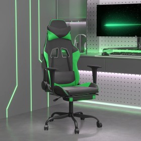 Silla gaming de masaje y reposapiés cuero sintético negro verde en Sillas gaming | Comprar online en Foro24
