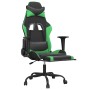 Silla gaming de masaje y reposapiés cuero sintético negro verde en Sillas gaming | Comprar online en Foro24