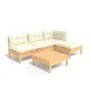 Muebles de jardín 5 piezas cojines madera de pino crema de , Conjuntos de jardín - Ref: Foro24-3096304, Precio: 398,74 €, Des...