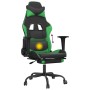 Silla gaming de masaje y reposapiés cuero sintético negro verde en Sillas gaming | Comprar online en Foro24