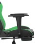 Silla gaming de masaje y reposapiés cuero sintético negro verde en Sillas gaming | Comprar online en Foro24