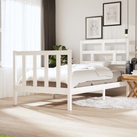 Estructura de cama madera maciza de pino blanco 75x190 cm