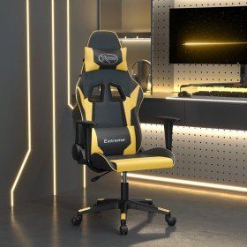 Silla gaming de masaje cuero sintético negro y dorado en Sillas gaming | Comprar online en Foro24