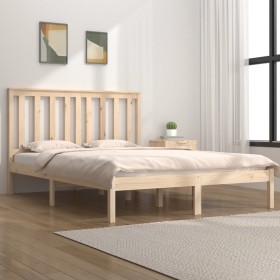 Solid pine wood bed frame 150x200 cm by , Beds and slatted bases - Ref: Foro24-3103848, Price: 135,99 €, Discount: %