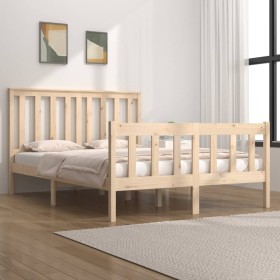 Solid pine wood bed frame 135x190 cm by , Beds and slatted bases - Ref: Foro24-3103883, Price: 139,08 €, Discount: %