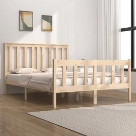 Solid pine wood bed frame 135x190 cm by , Beds and slatted bases - Ref: Foro24-3103883, Price: 145,77 €, Discount: %
