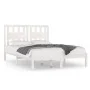 Small white double pine wood bed frame 120x190 cm by , Beds and slatted bases - Ref: Foro24-3103904, Price: 125,79 €, Discoun...