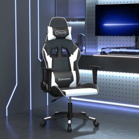 Silla gaming de masaje cuero sintético negro y blanco en Sillas gaming | Comprar online en Foro24