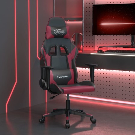 Silla gaming de masaje cuero sintético negro y rojo vino tinto en Sillas gaming | Comprar online en Foro24