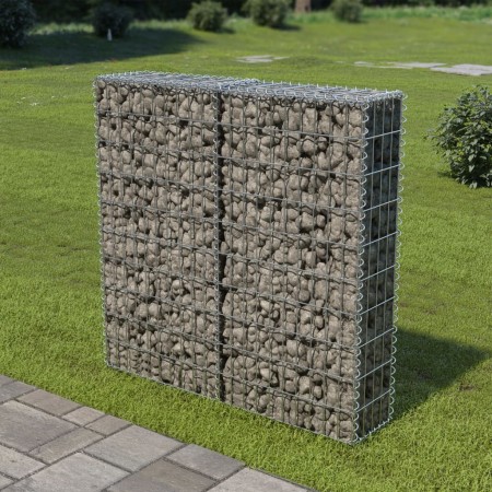 Gabion wall with galvanized steel covers 100x20x100 cm by vidaXL, fence panels - Ref: Foro24-143578, Price: 48,88 €, Discount: %