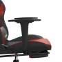 Silla gaming masaje reposapiés cuero sintético negro rojo tinto en Sillas gaming | Comprar online en Foro24