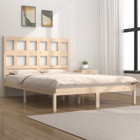 Estructura de cama madera maciza de pino 140x190 cm