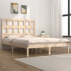 Solid pine wood bed frame 135x190 cm by , Beds and slatted bases - Ref: Foro24-3104453, Price: 144,74 €, Discount: %