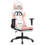 Silla gaming masaje y reposapiés cuero sintético blanco y rosa en Sillas gaming | Comprar online en Foro24