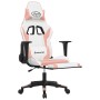 Silla gaming masaje y reposapiés cuero sintético blanco y rosa en Sillas gaming | Comprar online en Foro24