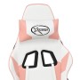 Silla gaming masaje y reposapiés cuero sintético blanco y rosa en Sillas gaming | Comprar online en Foro24