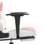 Silla gaming masaje y reposapiés cuero sintético blanco y rosa en Sillas gaming | Comprar online en Foro24
