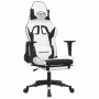 Silla gaming masaje y reposapiés cuero sintético negro blanco en Sillas gaming | Comprar online en Foro24