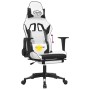 Silla gaming masaje y reposapiés cuero sintético negro blanco en Sillas gaming | Comprar online en Foro24