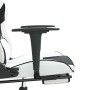 Silla gaming masaje y reposapiés cuero sintético negro blanco en Sillas gaming | Comprar online en Foro24