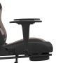 Silla gaming de masaje con reposapiés tela negro y gris taupe en Sillones para videojuegos | Comprar online en Foro24