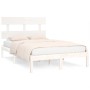 Small double bed frame white solid wood 120x190cm by , Beds and slatted bases - Ref: Foro24-3104644, Price: 114,96 €, Discoun...