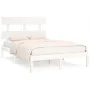 Small double bed frame white solid wood 120x190cm by , Beds and slatted bases - Ref: Foro24-3104644, Price: 113,36 €, Discoun...
