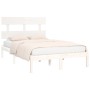 Small double bed frame white solid wood 120x190cm by , Beds and slatted bases - Ref: Foro24-3104644, Price: 114,96 €, Discoun...