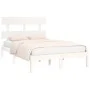 Small double bed frame white solid wood 120x190cm by , Beds and slatted bases - Ref: Foro24-3104644, Price: 113,36 €, Discoun...