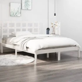 Small double bed frame white solid wood 120x190cm by , Beds and slatted bases - Ref: Foro24-3105441, Price: 119,12 €, Discoun...