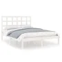 Small double bed frame white solid wood 120x190cm by , Beds and slatted bases - Ref: Foro24-3105441, Price: 119,12 €, Discoun...