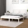 Small double bed frame white solid wood 120x190cm by , Beds and slatted bases - Ref: Foro24-3105506, Price: 124,53 €, Discoun...