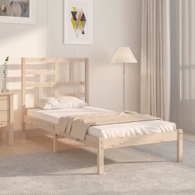 Solid wood bed frame 75x190 cm by , Beds and slatted bases - Ref: Foro24-3105910, Price: 86,65 €, Discount: %