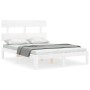 Estructura cama de matrimonio con cabecero madera maciza blanco de , Camas y somieres - Ref: Foro24-3193502, Precio: 128,77 €...