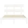 Double bed frame with white solid wood headboard by , Beds and slatted bases - Ref: Foro24-3193502, Price: 127,12 €, Discount: %