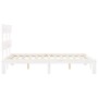 Estructura cama de matrimonio con cabecero madera maciza blanco de , Camas y somieres - Ref: Foro24-3193502, Precio: 128,77 €...