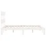 Estructura cama de matrimonio con cabecero madera maciza blanco de , Camas y somieres - Ref: Foro24-3193502, Precio: 127,12 €...