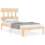 Bed frame with solid wood headboard by , Beds and slatted bases - Ref: Foro24-3193561, Price: 87,73 €, Discount: %