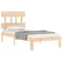 Bed frame with solid wood headboard by , Beds and slatted bases - Ref: Foro24-3193561, Price: 87,73 €, Discount: %