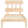 Bed frame with solid wood headboard by , Beds and slatted bases - Ref: Foro24-3193561, Price: 88,84 €, Discount: %